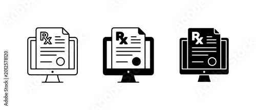 Obraz na płótnie Digital Prescription Icons, Electronic Medical Record Vector Set, Online Pharmac