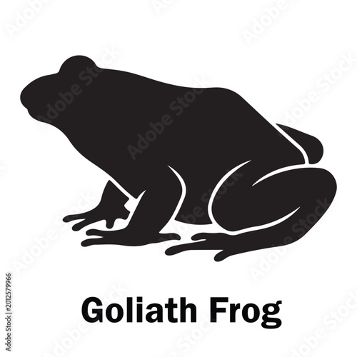 Konstfotografi Stocky Goliath Frog Side Silhouette - Giant African Frog Profile Vector Graphic