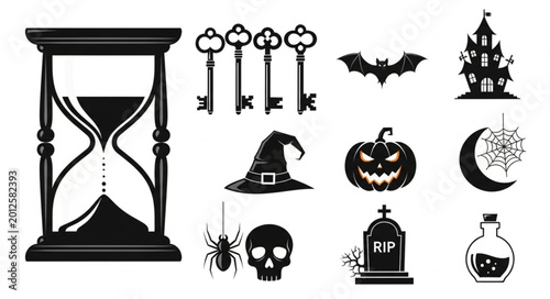 Tableau sur toile Halloween icons and symbols set.