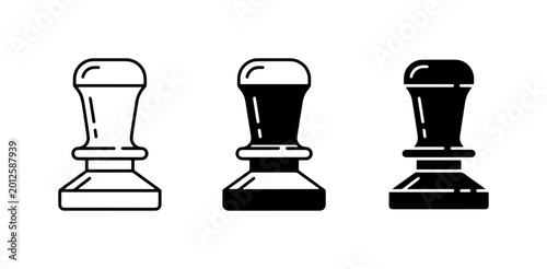 Foto Espresso Tamper Icons, Coffee Press Tools, Barista Equipment Set, Vector Graphic