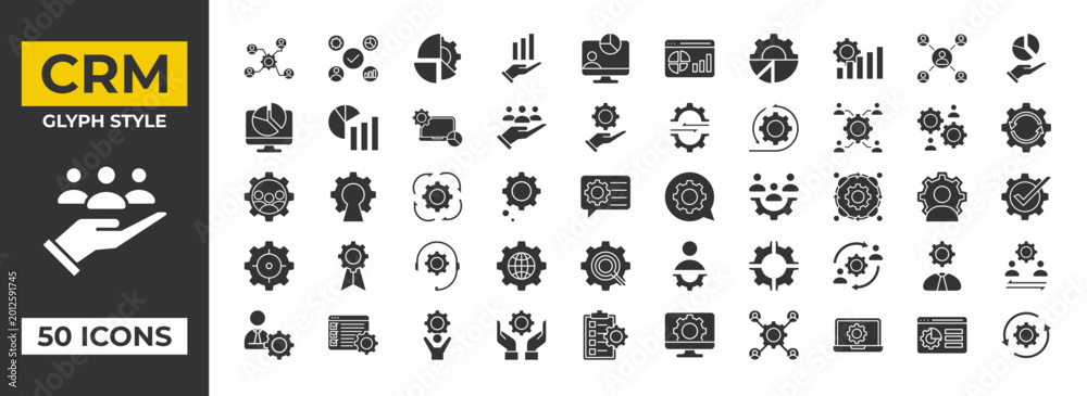Obraz premium CRM Management Gear Technology Icon Set