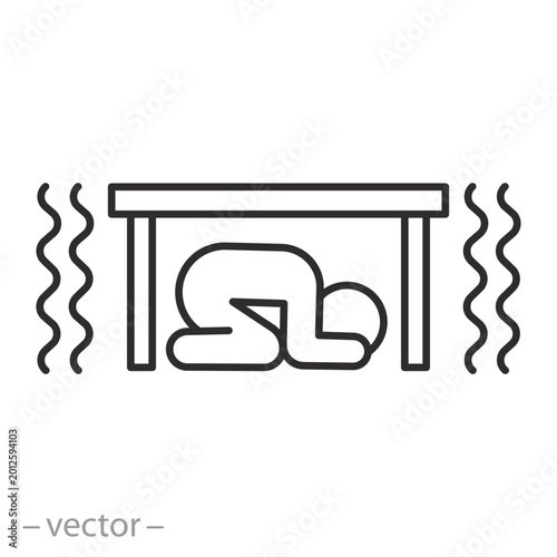 Earthquake safety place outline icon isolated on white