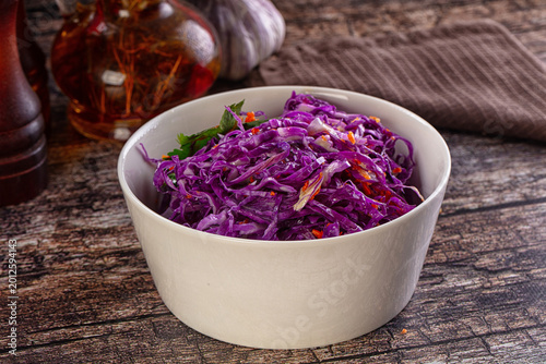 Photos Salad with fresh pirple cabbage and carrot