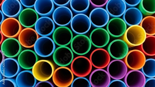 Colorful Plastic Drinking Straws Arranged in a Pattern for Creative Design and Advertising Use in Various Commercial Projects