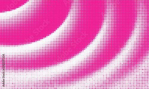 Vibrant pink halftone pattern with white swirls on colored background