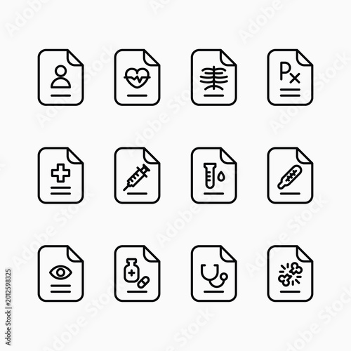 Medical Outline Icons. Editable stroke. Vector illustration	

