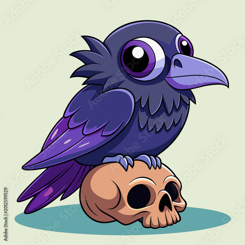 Vector Illustration – Mystic Raven on Skull