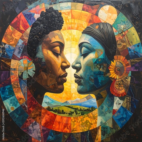 Diverse Faces Mosaic Art Portrait.