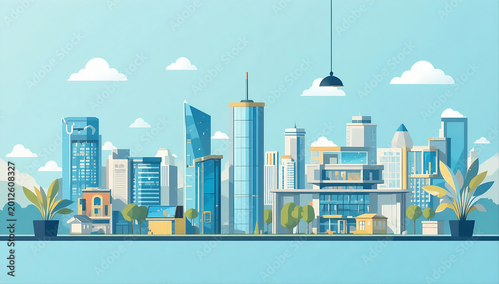 Fototapeta premium Building in the city flat illustration
