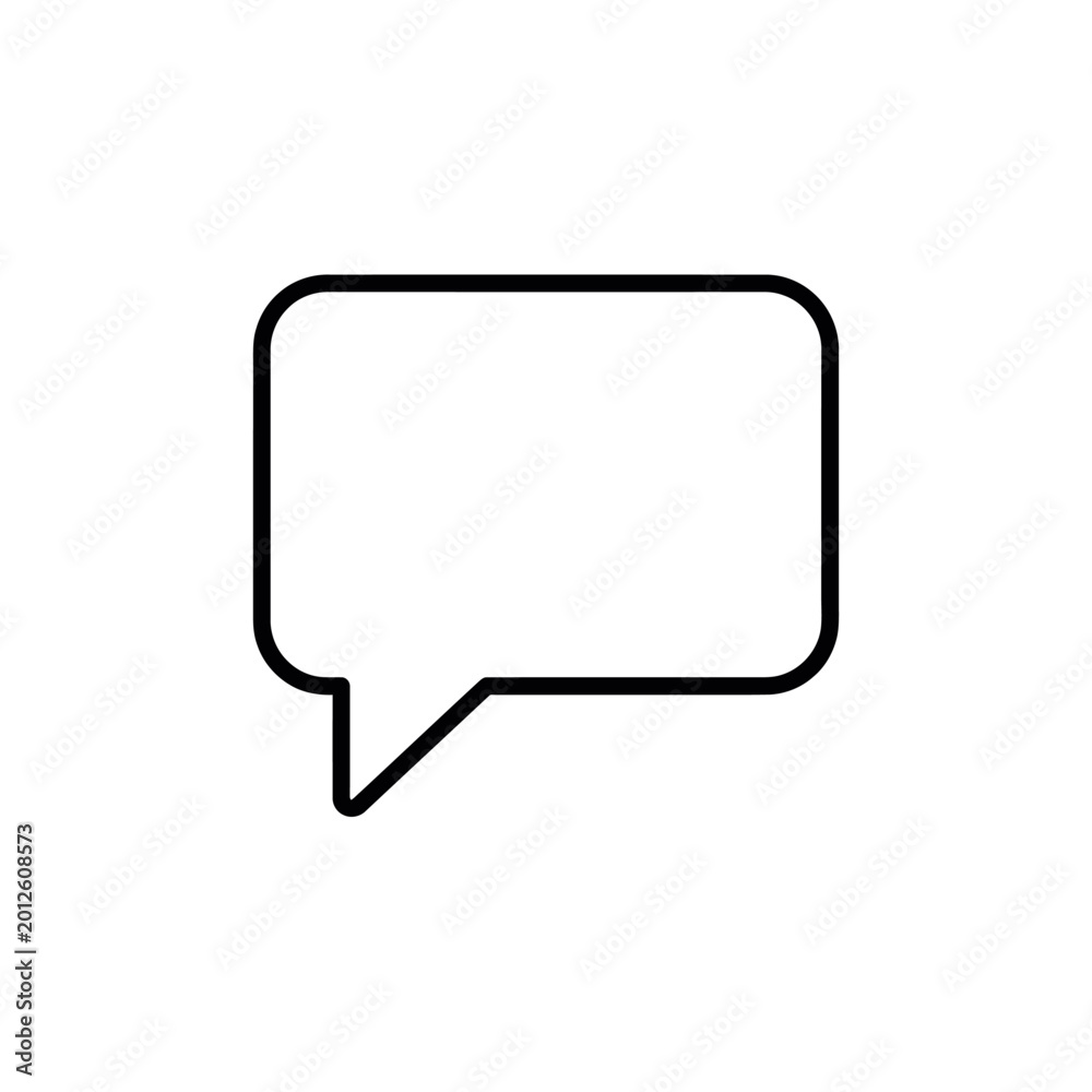 Fototapeta premium Comment Bubble Outline Icon – Minimal Black and White Communication Vector