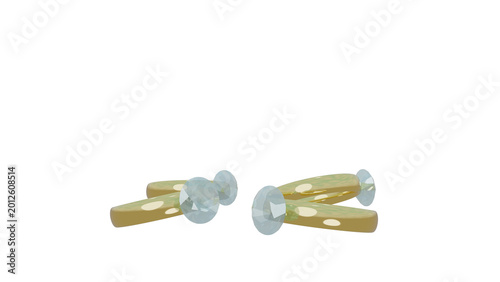 4 dimond rings falling on transparent background