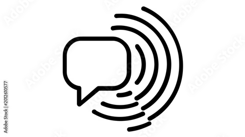 Voice AI and Audio Assistant Vector Icon Illustration Featuring a Speech Bubble with Sound Waves in a Clean Minimalist Line Art Style for Technology Communication and Digital Interface Design