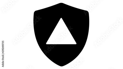 Free Download Risk assessment vector icon featuring a solid black shield with a white warning triangle symbol inside. Minimalist flat illustration for security, protection, safety, and hazard identification. - GFXLoad