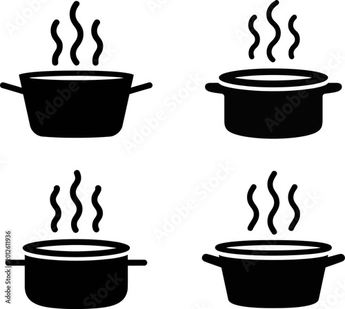 Set of Cooking Pot Vector Illustration Design