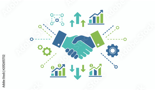 Foto Partnership alliance and communication growth concept with teamwork business vec