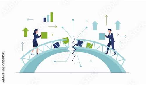 Bild auf Leinwand Business recovery and partnership trust rebuilding communication teamwork vector