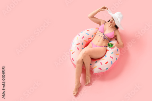 Female tourist in swimsuit ...