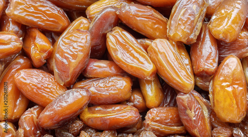Tableau sur toile Close up photo of organic dates, selective focus.
