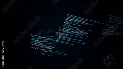 Digital Data Code Snippets and AI Algorithms Moving in Cyberspace | Futuristic Tech Motion Background
