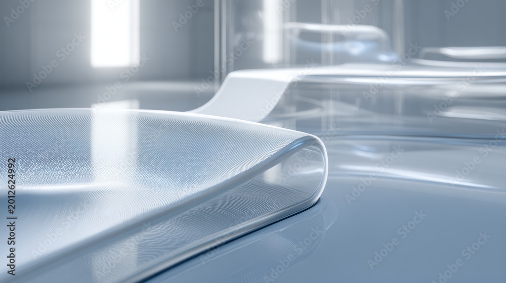 Fototapeta premium Abstract futuristic design with curved surfaces and soft lighting