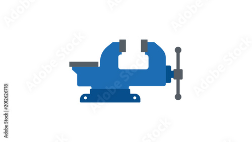 Quadro su tela Detailed bench vise vector icon illustration for workshop equipment and industrial tools, featuring a clean minimalist line style suitable for technical manuals and professional trade branding