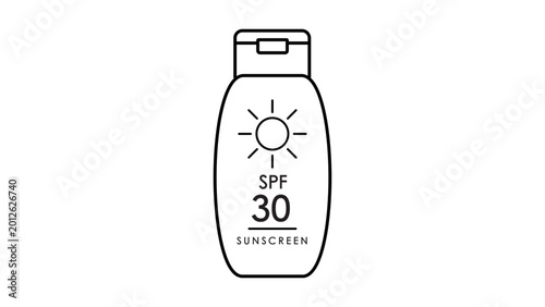 Tableau sur toile Modern minimalist vector icon of a sunscreen bottle featuring an editable stroke design, perfect for summer health and skincare illustrations with an adjustable line weight for professional use