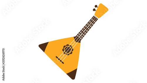Obraz na płótnie Traditional Russian balalaika illustration, three-stringed triangular folk instrument vector icon, hand-drawn professional musical equipment graphic, clean minimalist scalable string instrument