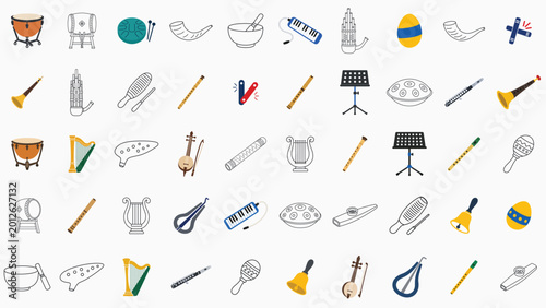 Bilde på lerret Extensive Hand-Drawn Minimalist Vector Icon Set Featuring 50 Editable Outline Gr