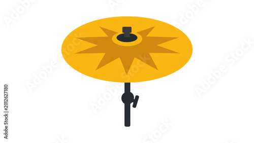Fotografie Professional crash cymbal vector icon illustration for drum set percussion, hand-drawn with a minimalist line art style and scalable outline, perfect for music studio graphics and band logos