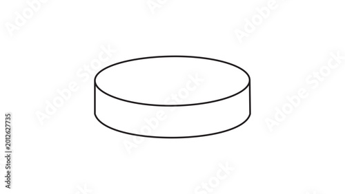 Photography Minimalist ice hockey puck vector icon featuring an editable stroke for customizable line weight, perfect for sports equipment branding, athletic competition graphics and game design elements