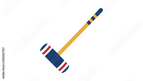 Fényképezés Minimalist croquet mallet vector icon for sports equipment branding