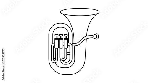 Vászonkép Minimalist tuba vector icon featuring an editable stroke design for musical instrument branding, orchestra performance themes, and jazz band graphics in a clean hand-drawn illustration style