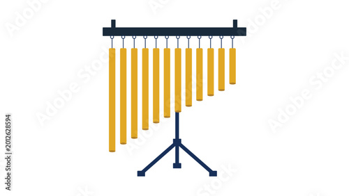 Foto Tubular bell vector icon representing melodic percussion chimes for musical orchestra arrangements, symphonic band branding, and concert performance themes in a clean minimalist illustration