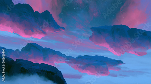 Aurora Over Frozen Canyon in Surreal Arctic Landscape
