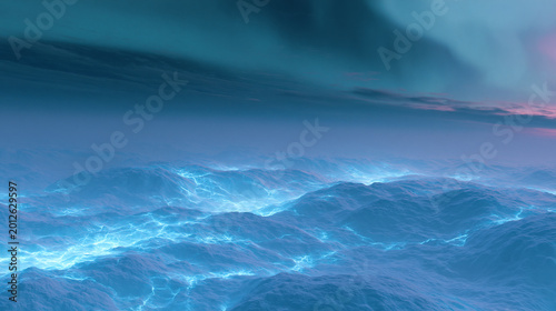 Aurora Over Frozen Canyon in Surreal Arctic Landscape