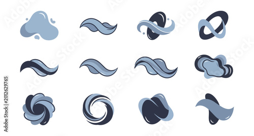 Abstract graphic elements set on black background