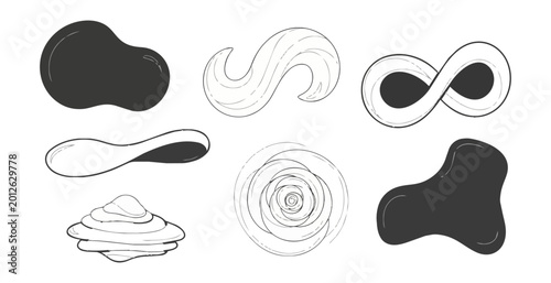 Abstract graphic shapes in black and white composition