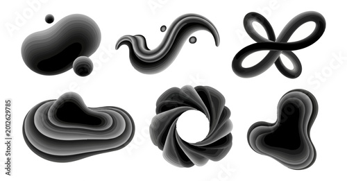 Abstract graphic shapes on black background digital art