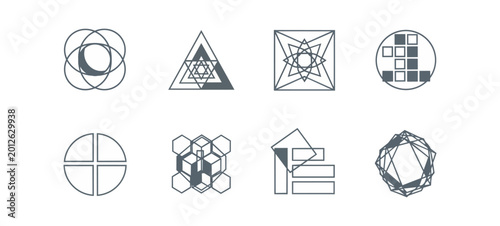 Geometric shapes on dark background for design and abstract concepts