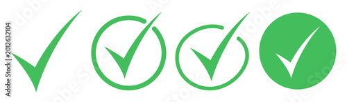 Obraz na płótnie Green checkmark and variations with circles in different styles