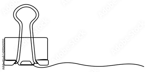 continuous One line drawing of a paper clip, for office and school stationery use. outline vector illustration. 