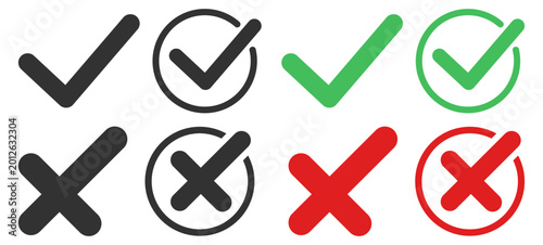 Canvas-taulu Check and cross symbols appear in red, green, and black colors