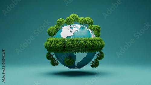 Environmental conservation concept with a globe wrapped in lush green foliage symbolizing sustainability ecological balance and global environmental protection awareness