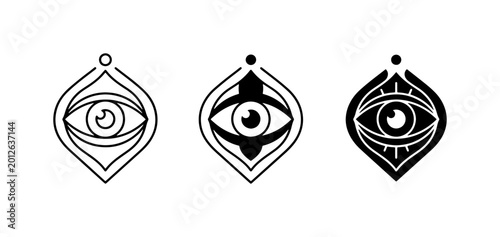 Foto Mystical Eye Symbols, Sacred Geometry Icons, Esoteric Vision Graphics, Occult Al