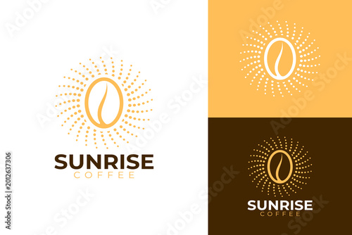 Sunrise Coffee Bean Logo with Sunburst