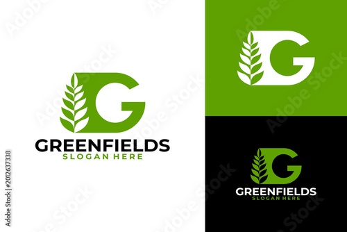 Greenfields Letter G Logo with Wheat Leaf