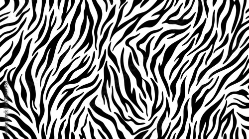 Fotografie Zebra stripes pattern black and white animal print vector illustration