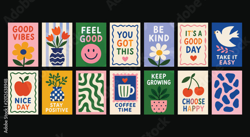 Fotografie Retro Positive Affirmation & Motivational Aesthetic Card Set