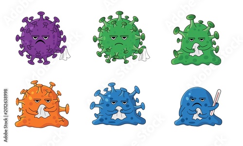 2D the Sick Germ Squad A Collection of Grumpy Cartoon Virus Characters