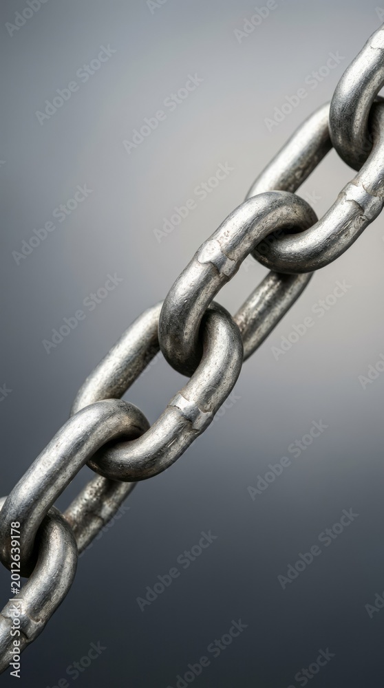 Obraz premium Close-up of Metal Chain Links Metal Links Close-Up Industrial Strength Connection Background. Concept featuring metal, links, close-up, industrial, strength for professional commercial design.